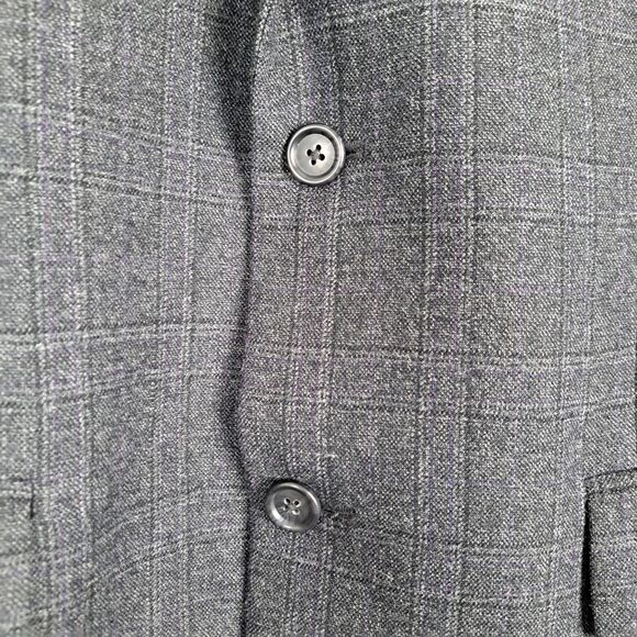 42R Jos A Bank Traveler Gray Plaid Windowpane Wool Sport Coat Blazer Jacket - Picture 6 of 16